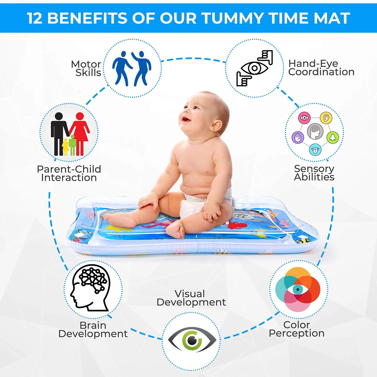Leakproof Tummy Time Water Mat for Kids – Random Color