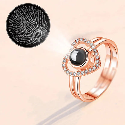 100 languagesi love you heart design Golden color ring