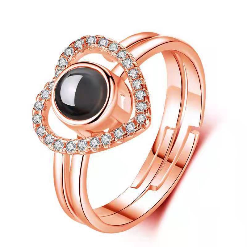 100 languagesi love you heart design Golden color ring