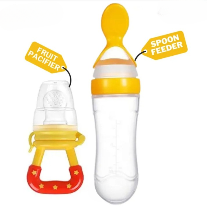 Food Pacifier + Feeder Spoon / Fresh Fruit Food Baby , Random Color