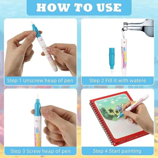 Magic Water Coloring Book with Pen